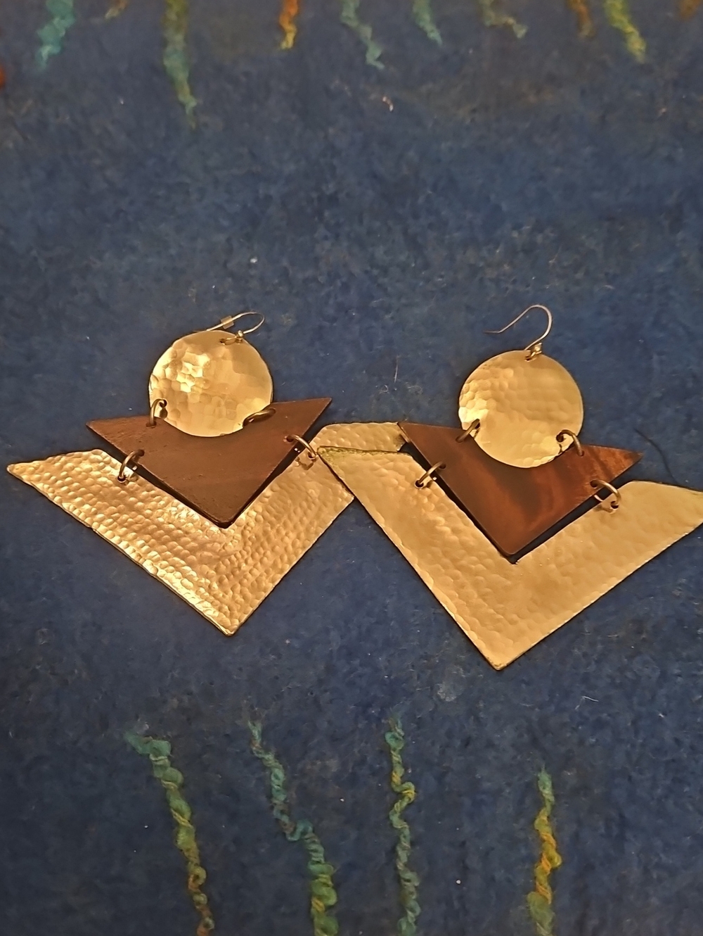 6 For $15 Gold Hammered Geometric Drop Earrings